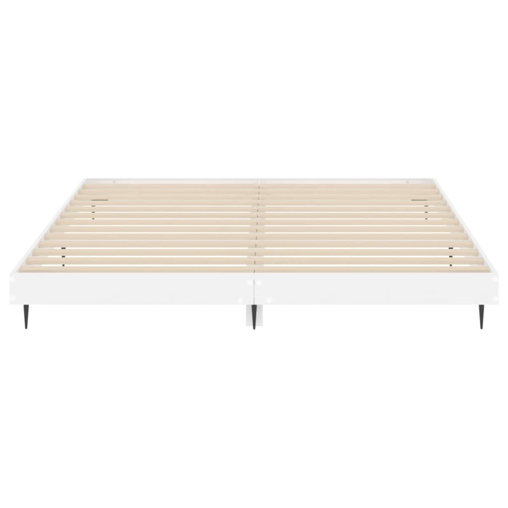 Bed Frame High Gloss White 180X200 Cm Super King Engineered Wood