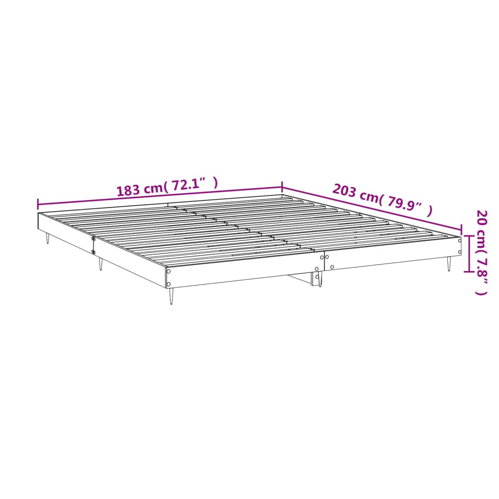 Bed Frame High Gloss White 180X200 Cm Super King Engineered Wood