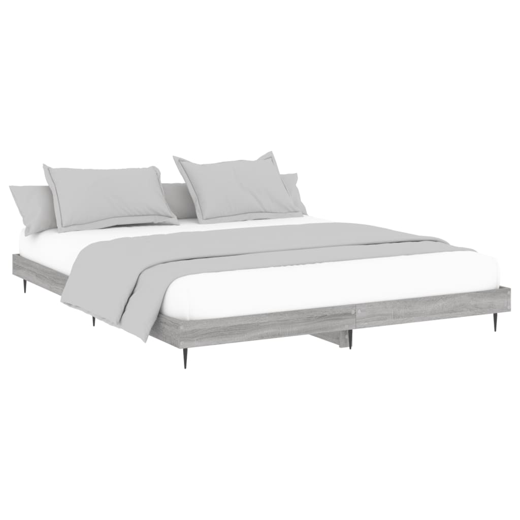 Bed Frame Grey Sonoma 180X200 Cm Super King Engineered Wood