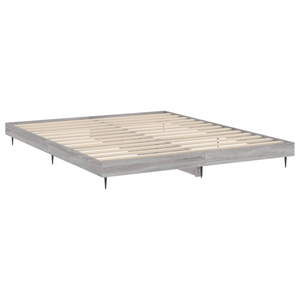 Bed Frame Grey Sonoma 180X200 Cm Super King Engineered Wood