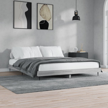 Bed Frame Grey Sonoma 180X200 Cm Super King Engineered Wood