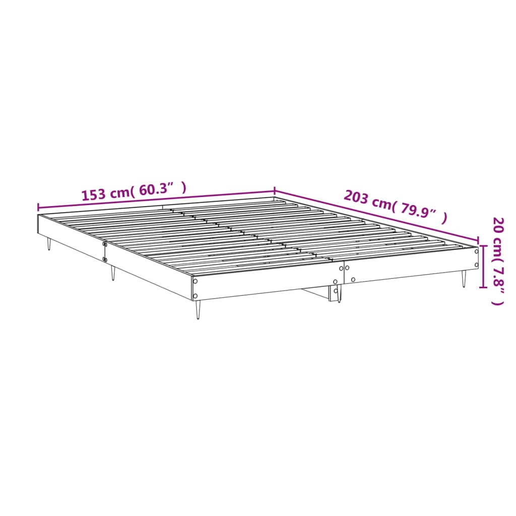 Bed Frame Without Mattress High Gloss White 150X200 Cm King Size