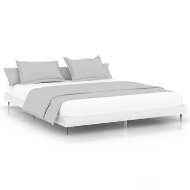 Bed Frame High Gloss White 140X200 Cm Engineered Wood