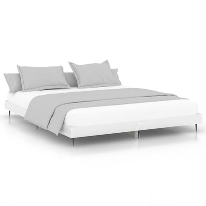 Bed Frame High Gloss White 140X200 Cm Engineered Wood