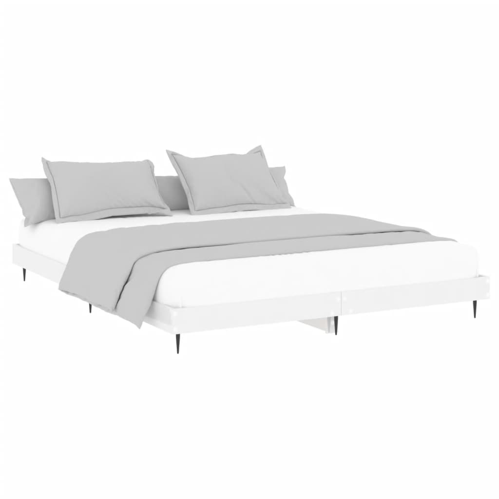 Bed Frame High Gloss White 140X200 Cm Engineered Wood