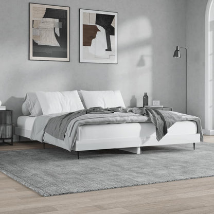 Bed Frame High Gloss White 140X200 Cm Engineered Wood