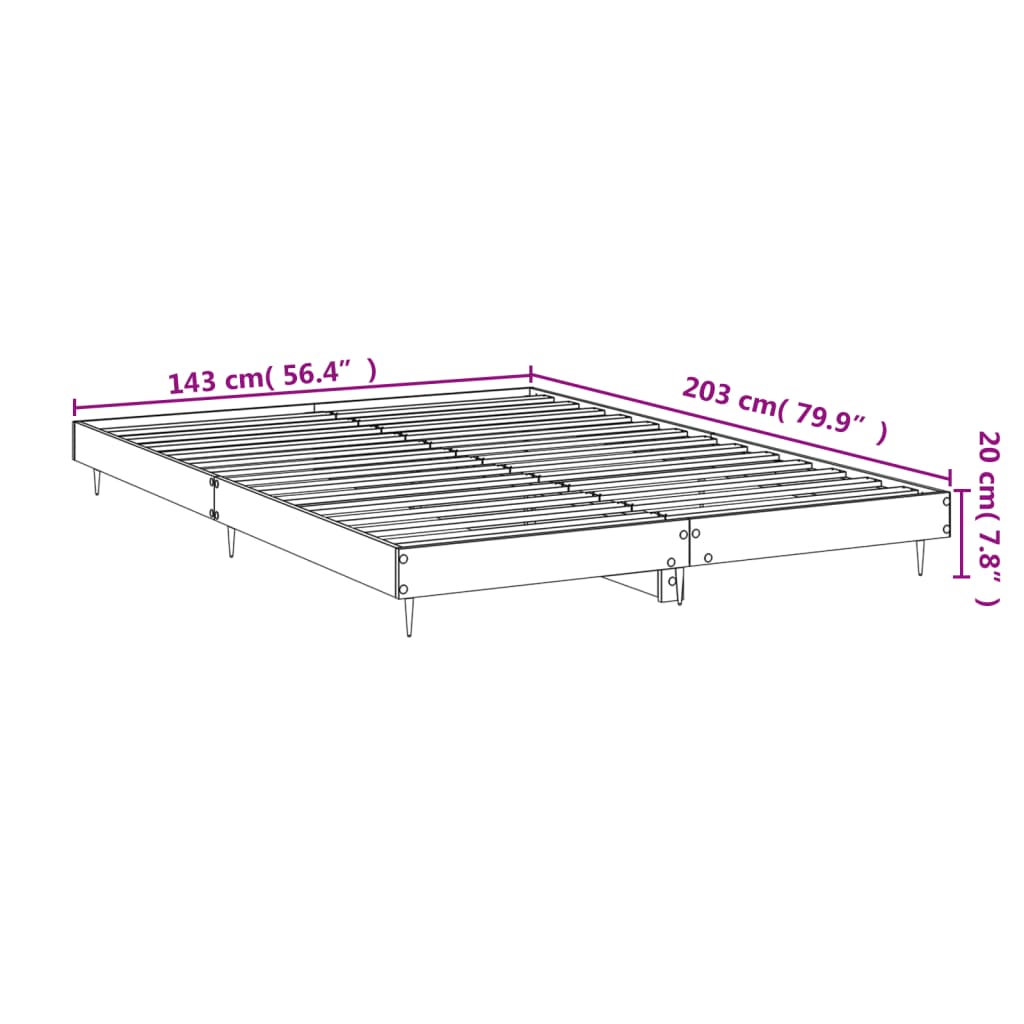 Bed Frame High Gloss White 140X200 Cm Engineered Wood