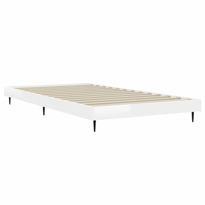 Bed Frame High Gloss White 100X200 Cm Engineered Wood