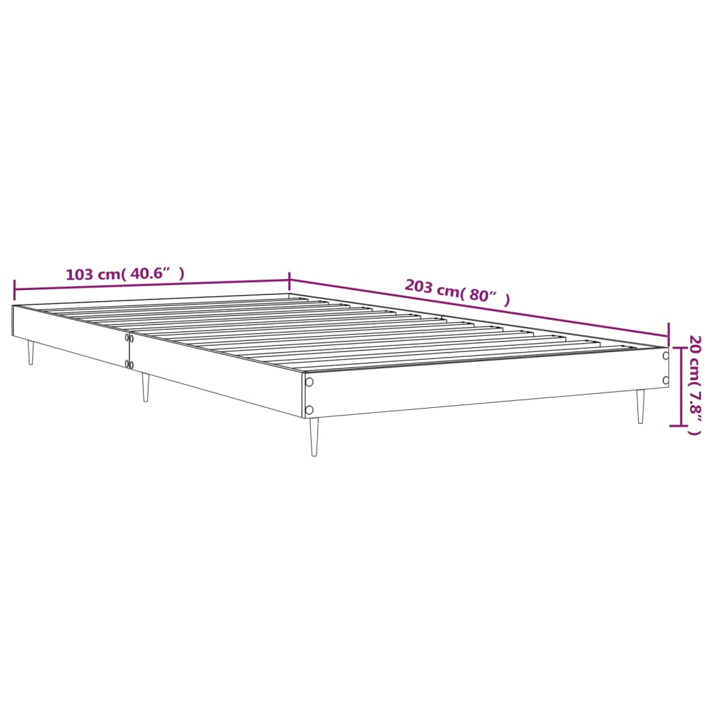 Bed Frame High Gloss White 100X200 Cm Engineered Wood