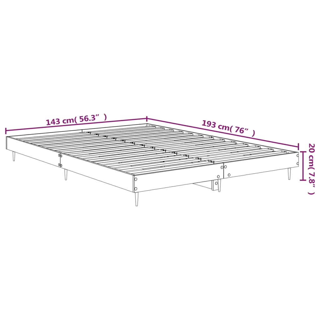 Bed Frame High Gloss White 140X190 Cm Engineered Wood