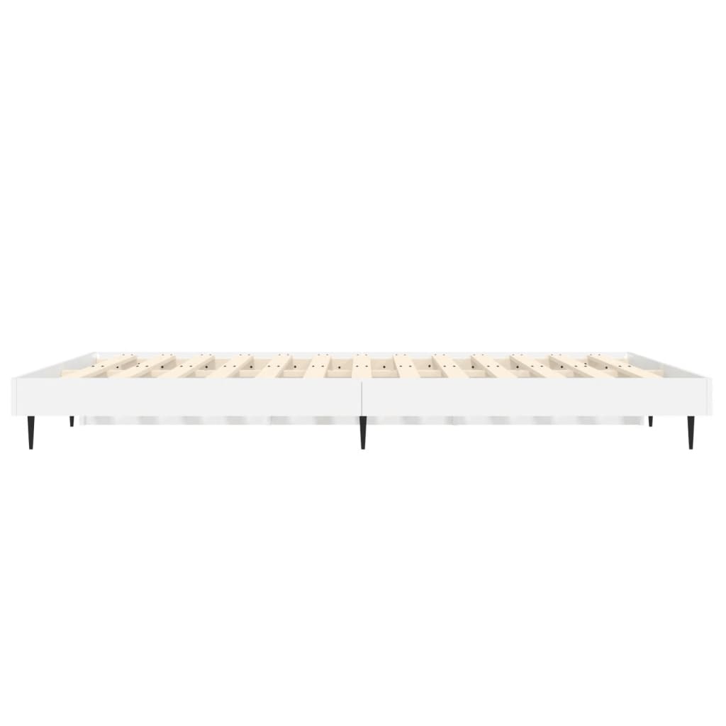 Bed Frame High Gloss White 135X190 Cm Double Engineered Wood