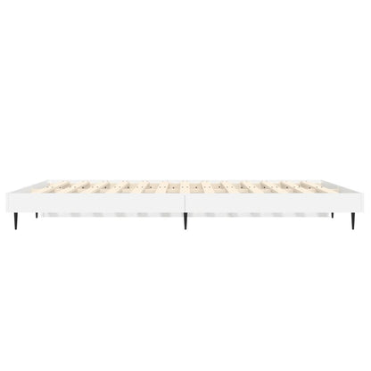 Bed Frame High Gloss White 135X190 Cm Double Engineered Wood