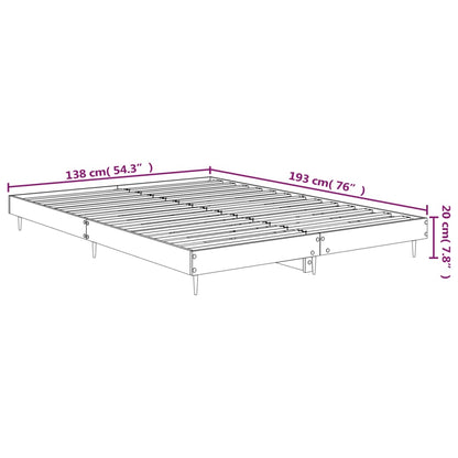 Bed Frame High Gloss White 135X190 Cm Double Engineered Wood