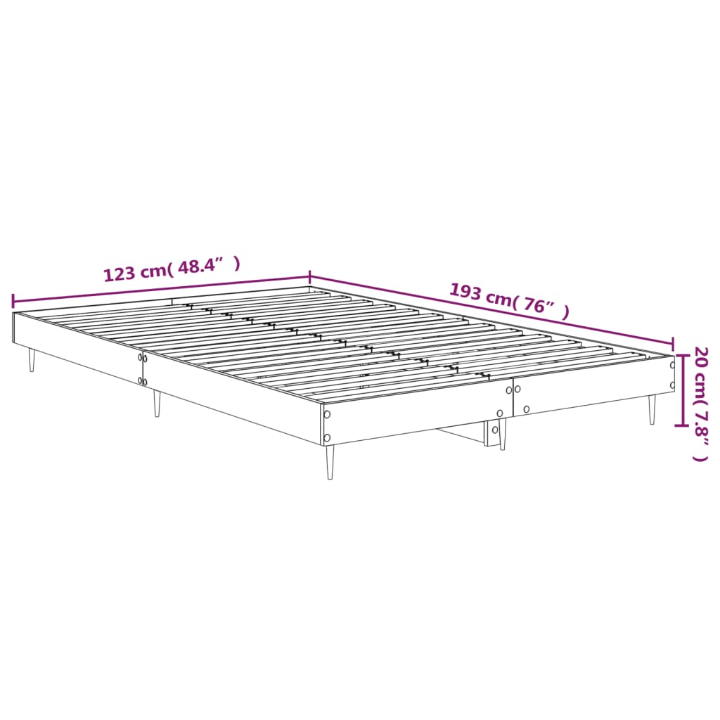 Bed Frame Without Mattress White 120X190 Cm Small Double Engineered Wood