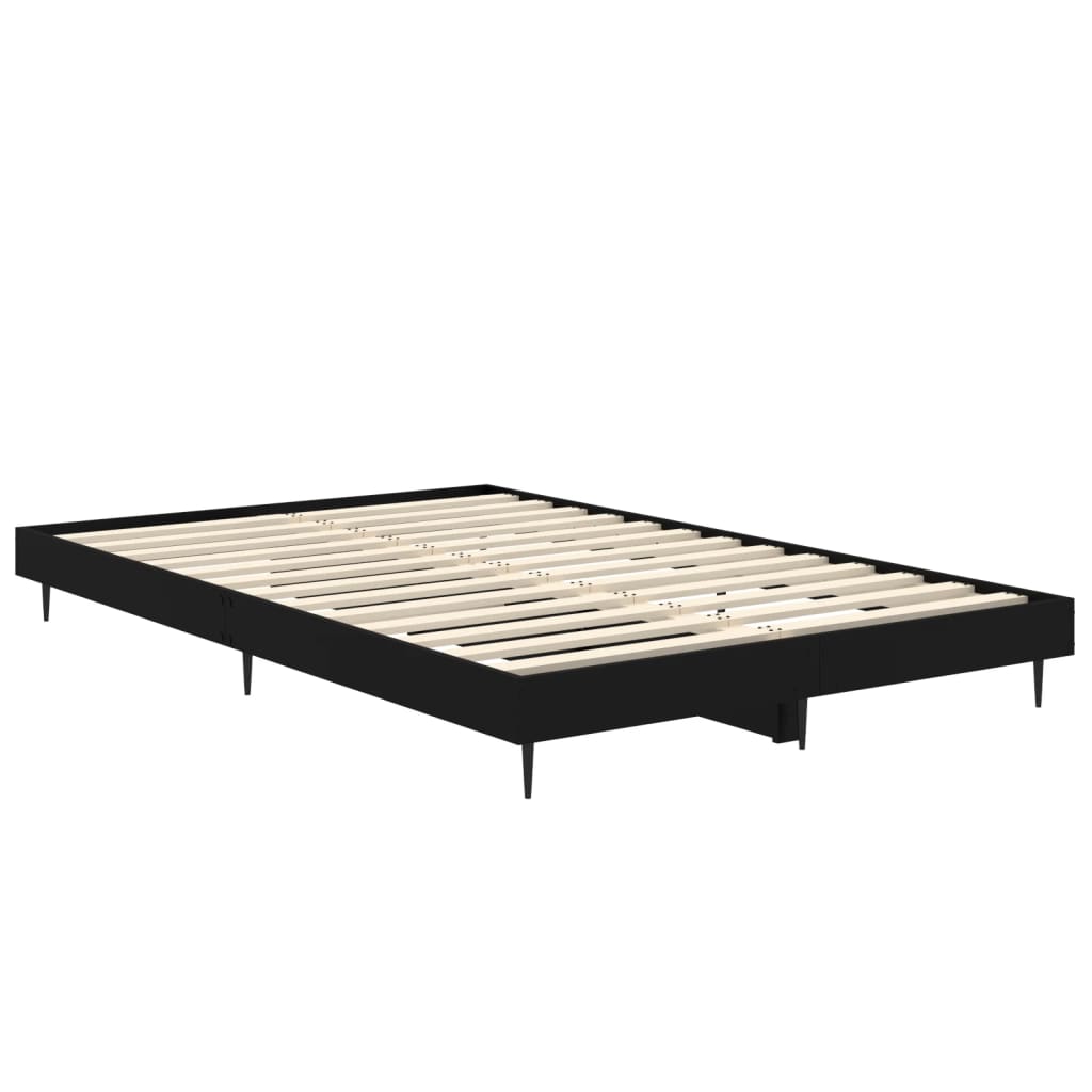 Bed Frame Black 120X190 Cm Small Double Engineered Wood