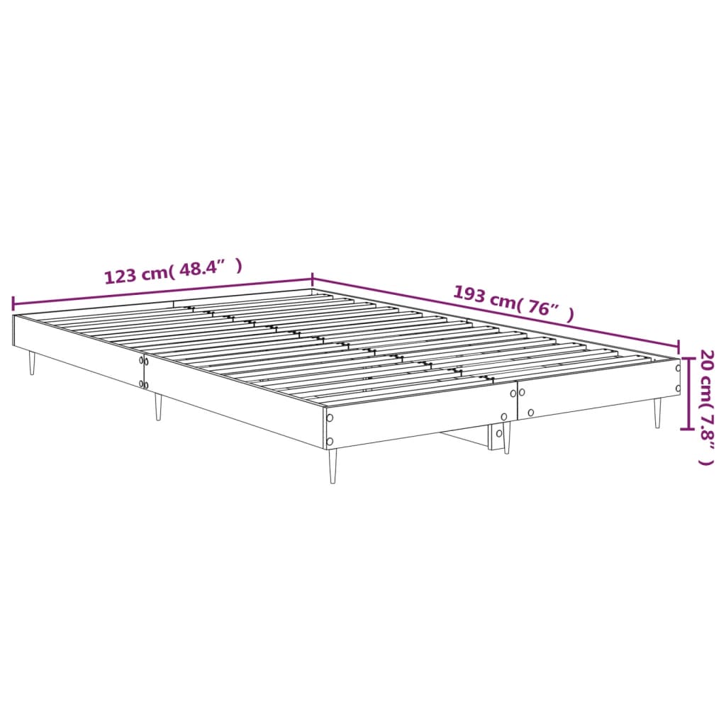 Bed Frame Black 120X190 Cm Small Double Engineered Wood