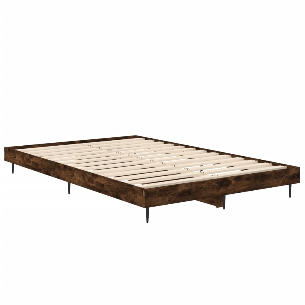 Bed Frame Smoked Oak 120X190 Cm Small Double Engineered Wood