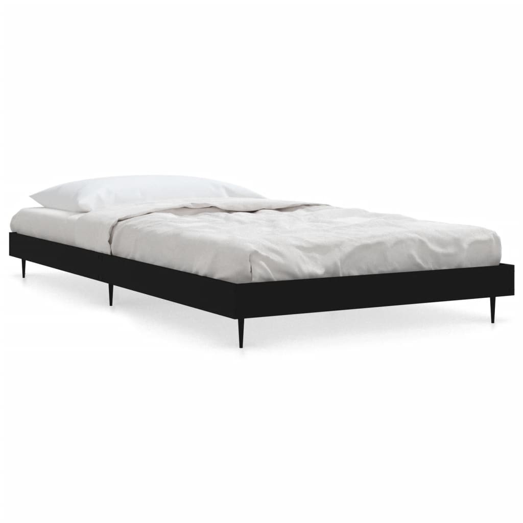 Bed Frame Black 90X190 Cm Single Engineered Wood