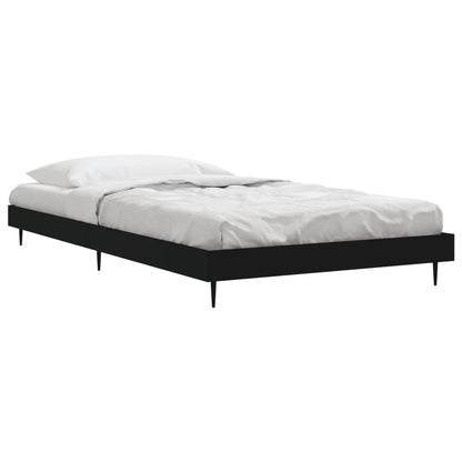 Bed Frame Black 90X190 Cm Single Engineered Wood