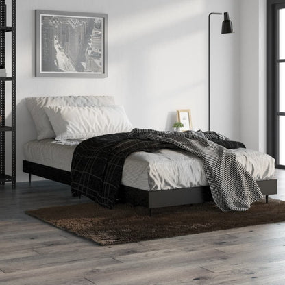 Bed Frame Black 90X190 Cm Single Engineered Wood