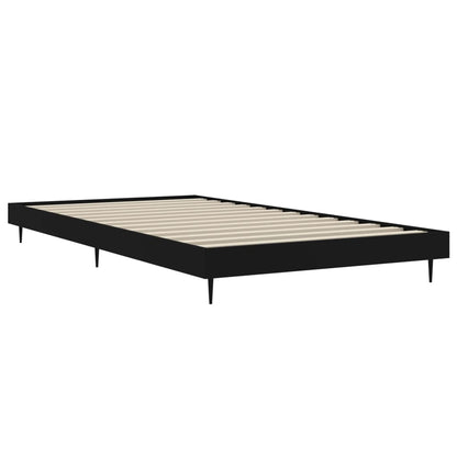 Bed Frame Black 90X190 Cm Single Engineered Wood