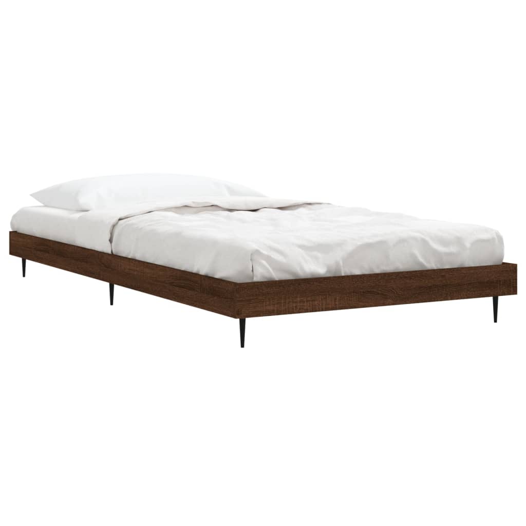 Bed Frame Brown Oak 90X190 Cm Single Engineered Wood