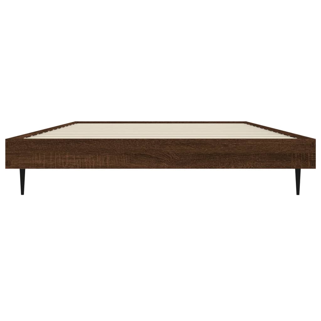 Bed Frame Brown Oak 90X190 Cm Single Engineered Wood