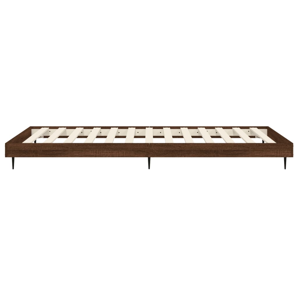 Bed Frame Brown Oak 90X190 Cm Single Engineered Wood