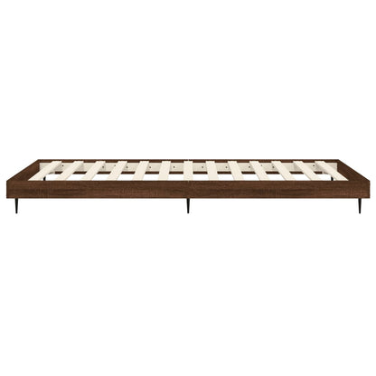 Bed Frame Brown Oak 90X190 Cm Single Engineered Wood