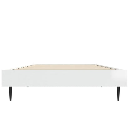 Bed Frame Without Mattress High Gloss White 75X190 Cm Small Single