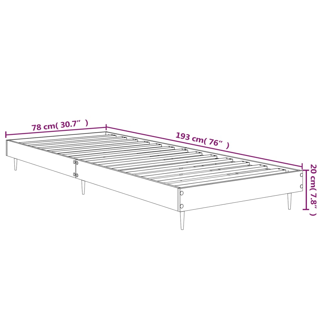 Bed Frame Without Mattress High Gloss White 75X190 Cm Small Single