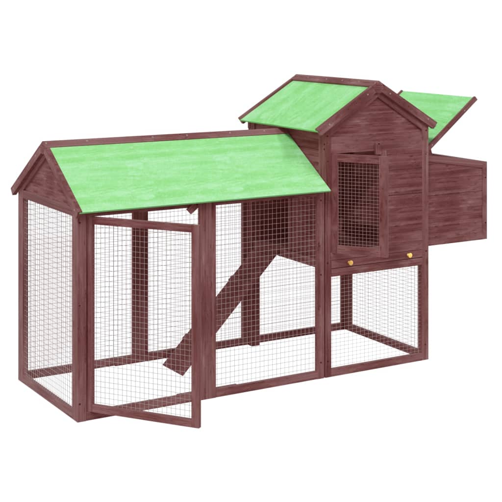 Chicken Coop Mocha 193X65X117 Cm Solid Wood Pine