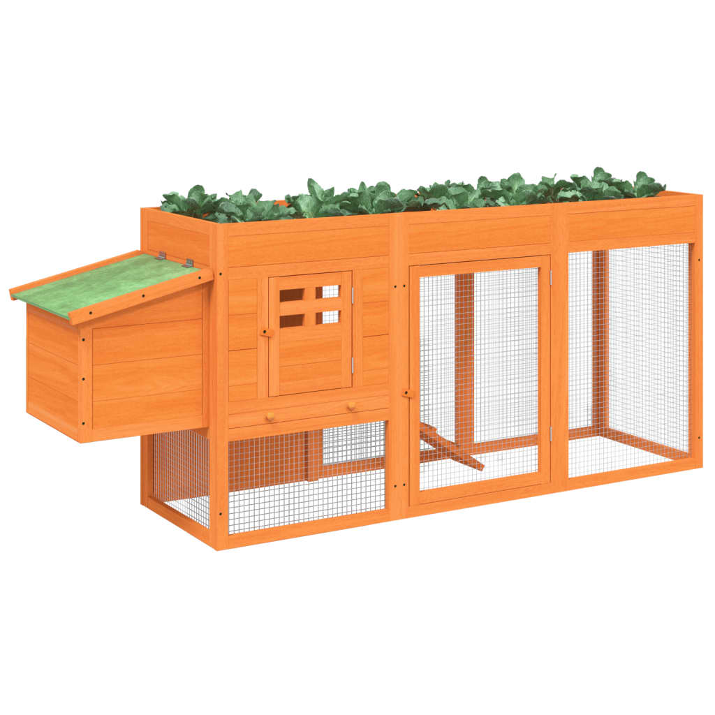 Chicken Coop Brown 204X50X84 Cm Solid Wood Pine