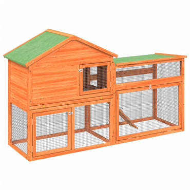 Rabbit Hutch Brown 185.5X60.5X109.5 Cm Solid Wood Pine