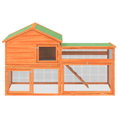 Rabbit Hutch Brown 185.5X60.5X109.5 Cm Solid Wood Pine