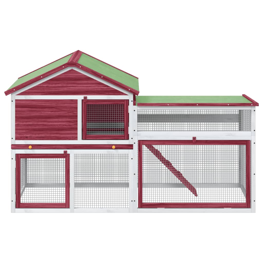 Rabbit Hutch Red 185.5X60.5X109.5 Cm Solid Wood Pine