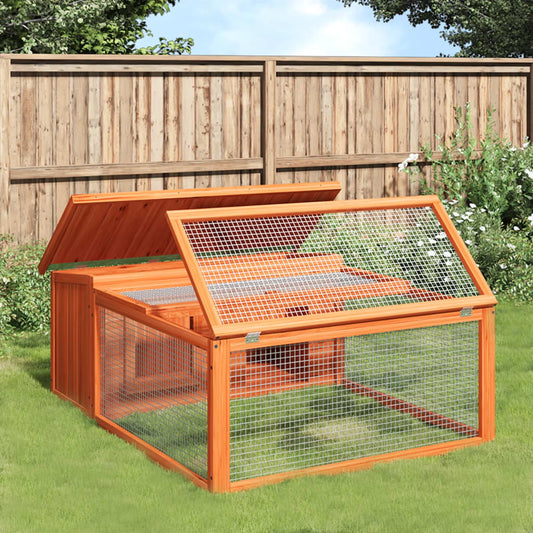 Rabbit Hutch Brown 117.5X97X47.5 Cm Solid Wood Pine