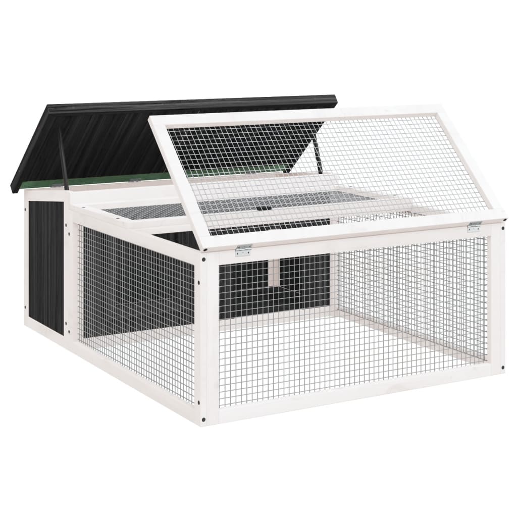 Rabbit Hutch Grey 117.5X97X47.5 Cm Solid Wood Pine