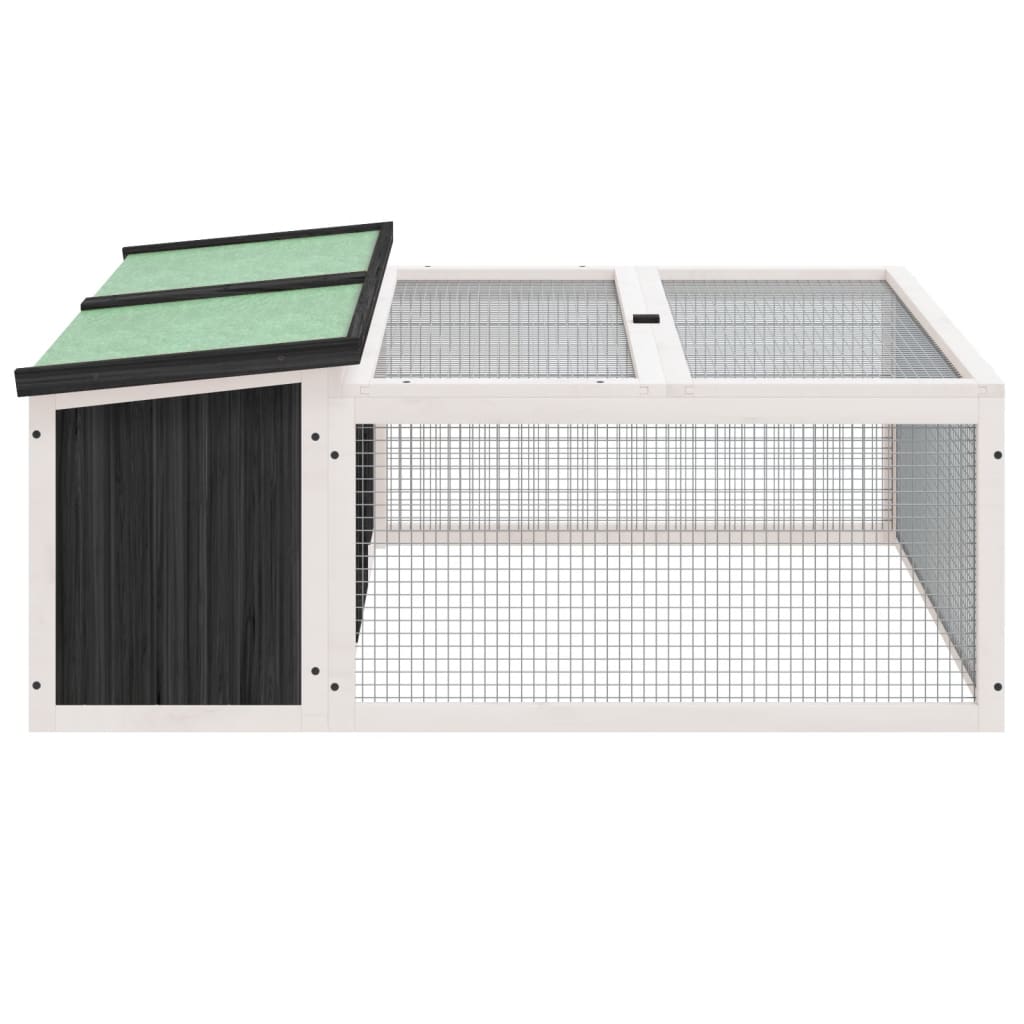 Rabbit Hutch Grey 117.5X97X47.5 Cm Solid Wood Pine