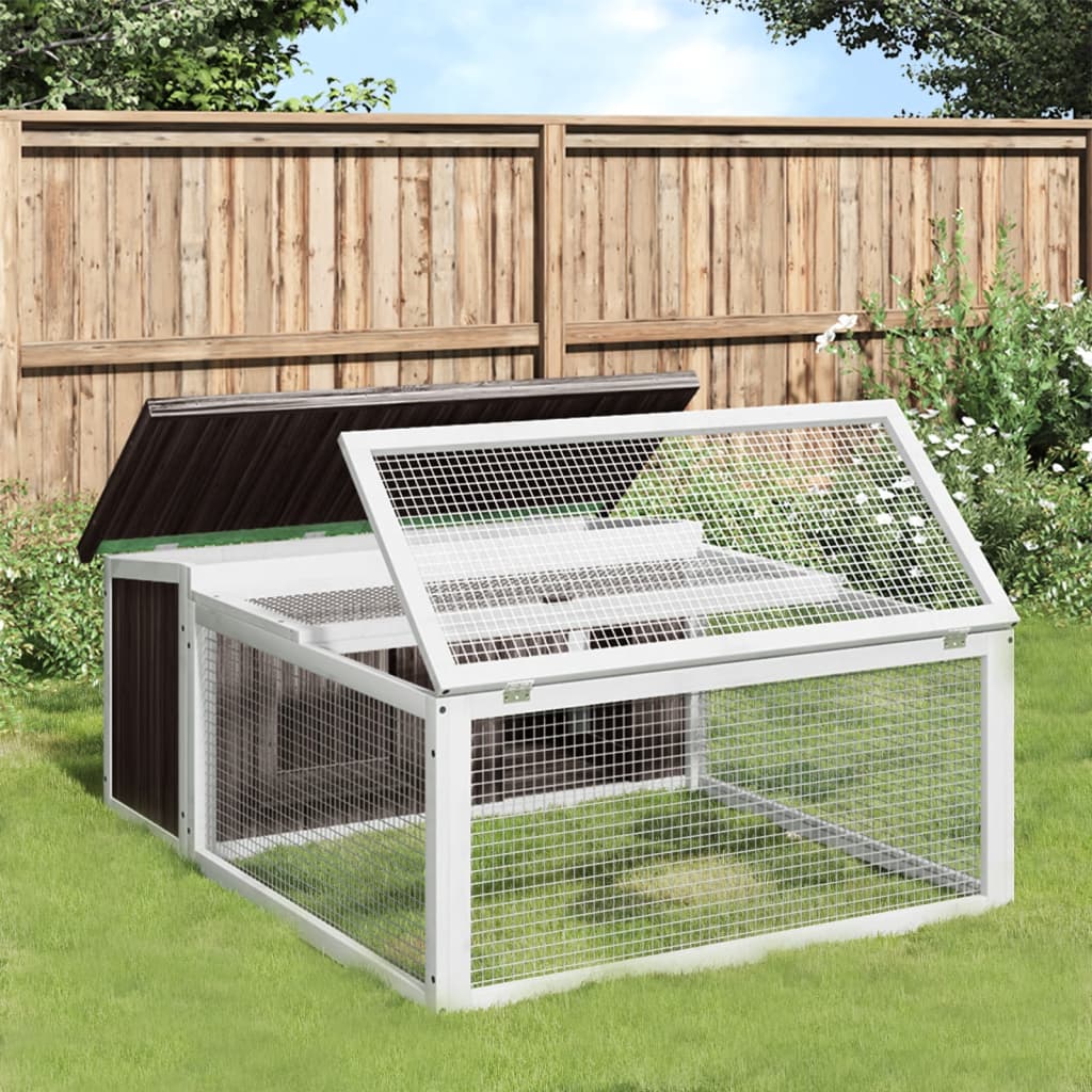 Rabbit Hutch Grey 117.5X97X47.5 Cm Solid Wood Pine