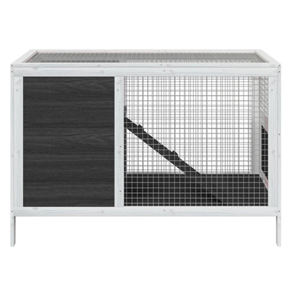 Rabbit Hutch Grey 103X44X69.5 Cm Solid Wood Pine