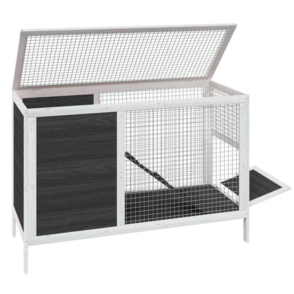 Rabbit Hutch Grey 103X44X69.5 Cm Solid Wood Pine