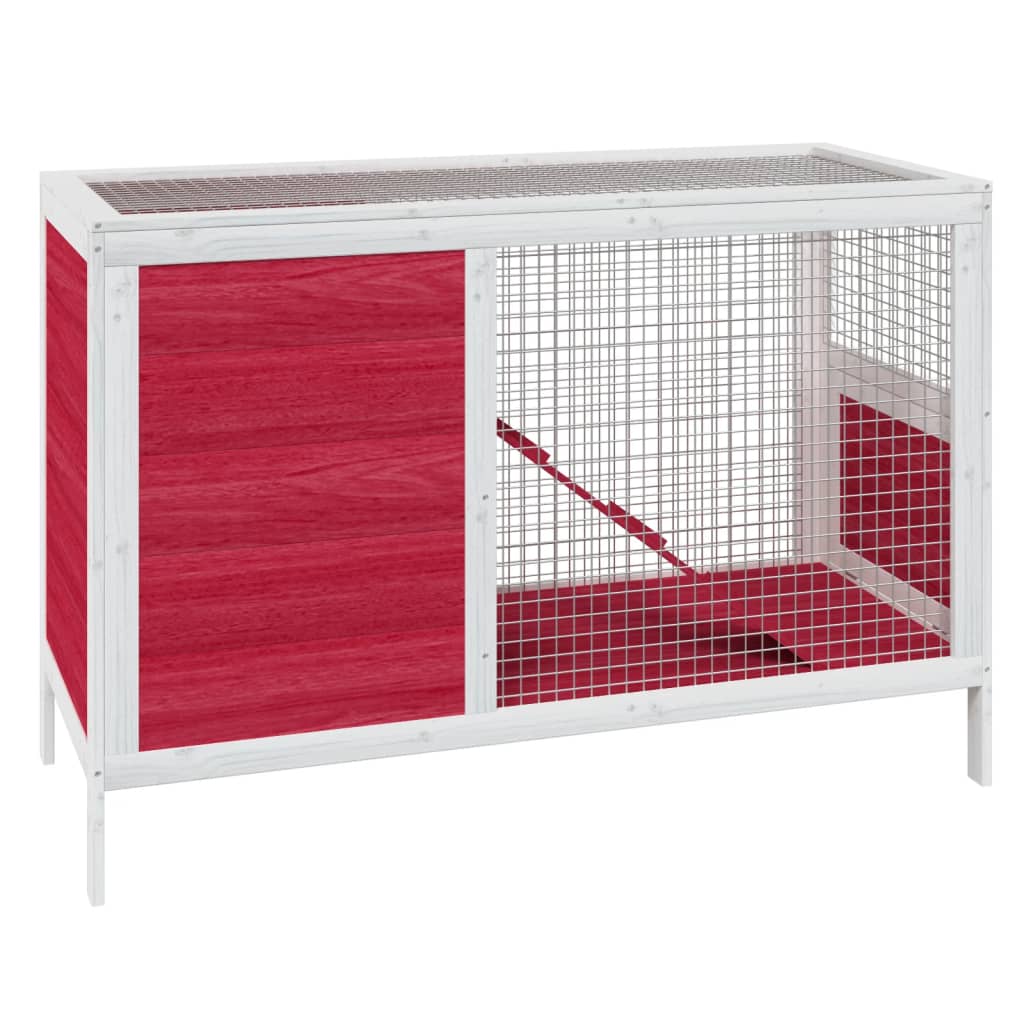 Rabbit Hutch Red 103X44X69.5 Cm Solid Wood Pine