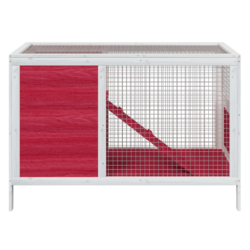 Rabbit Hutch Red 103X44X69.5 Cm Solid Wood Pine