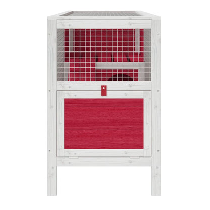 Rabbit Hutch Red 103X44X69.5 Cm Solid Wood Pine