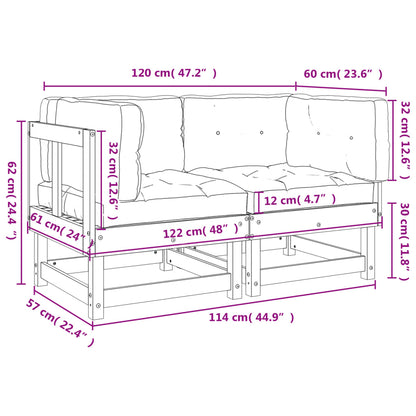 Corner Sofas With Cushions 2 Pcs White Solid Wood Pine