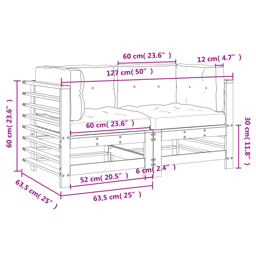 Corner Sofas With Cushions 2 Pcs Impregnated Wood Pine