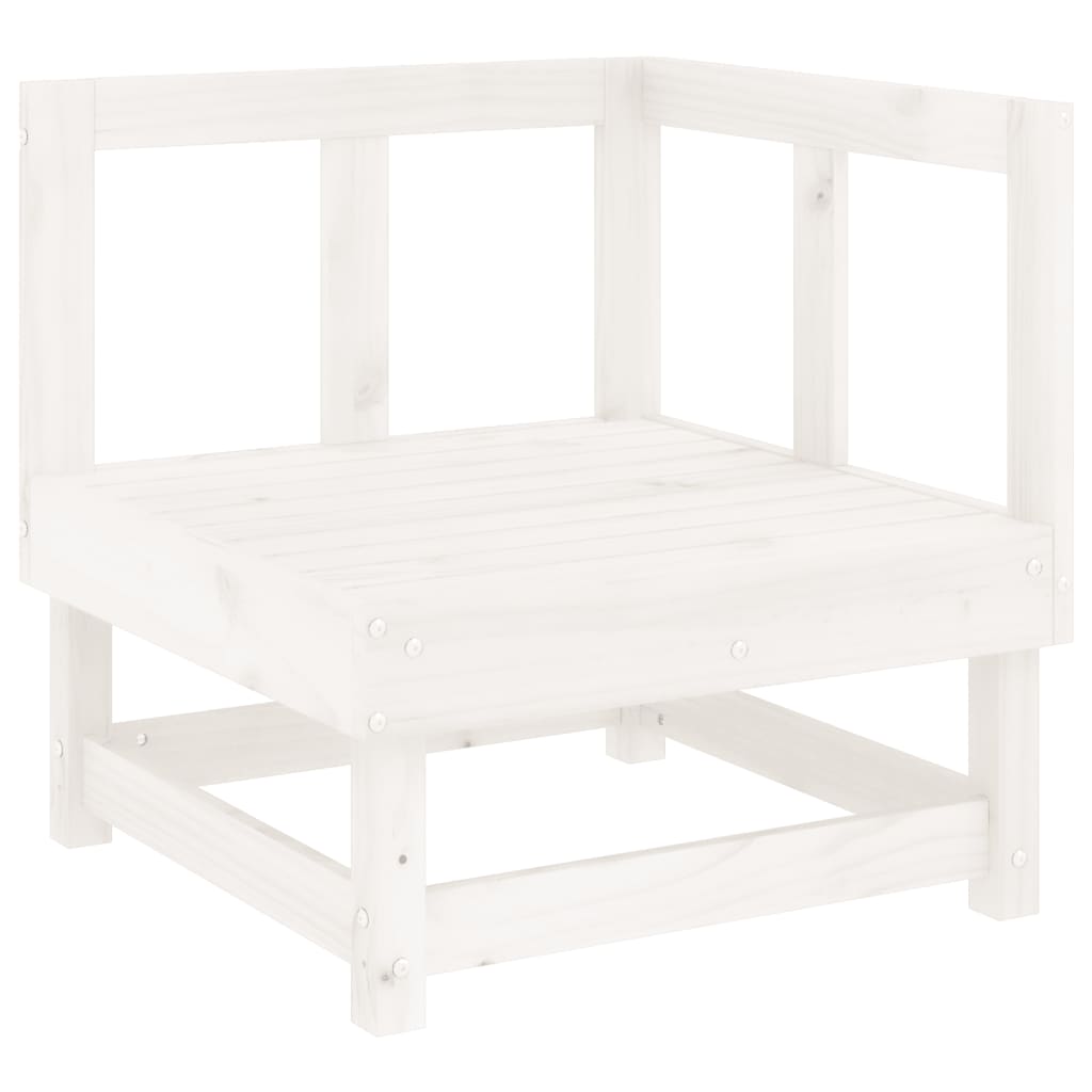 Garden Corner Sofa White Solid Wood Pine