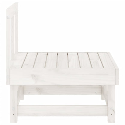 Garden Middle Sofa White Solid Wood Pine