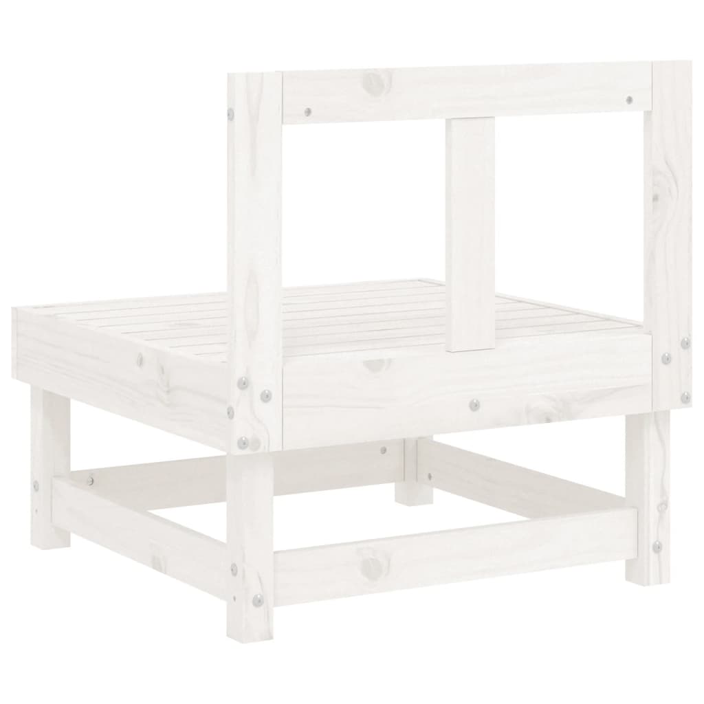 Garden Middle Sofa White Solid Wood Pine